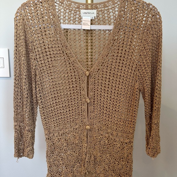 Laura Plus Sweaters - ❤️ Laura Plus Tan Crochet Cardigan 1X fits smaller does have stretch